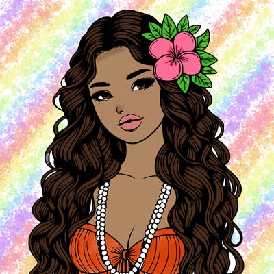 realistic beautiful hawaiian woman,long dress,haku lei, lips