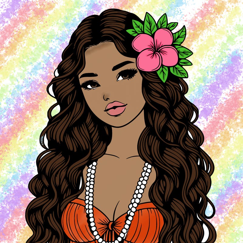realistic beautiful hawaiian woman,long dress,haku lei, lips