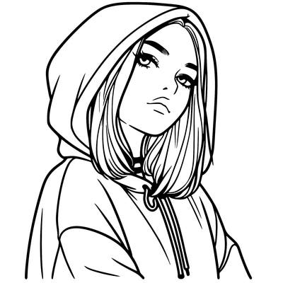 a realistic girl in a hoodie