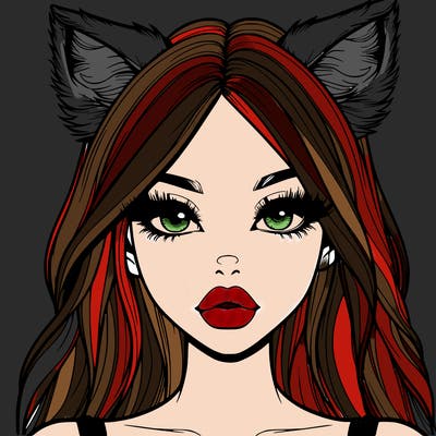 realistic girl with fox ears and realistic lips