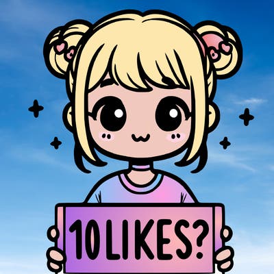 cute girl that is holding a sign that says 10 likes?