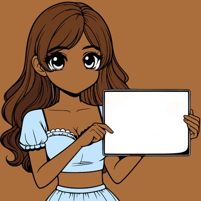 realistic pretty girl holding blank sign