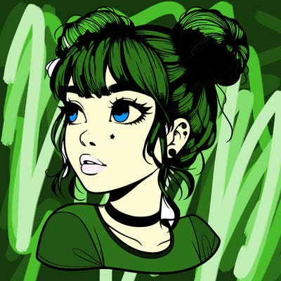 realistic girl with spacebuns