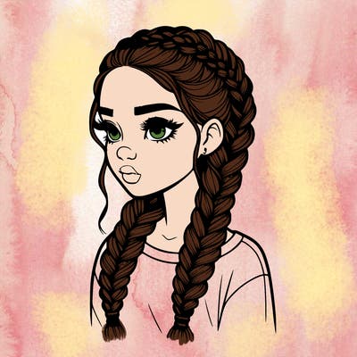 realistic girl with braids