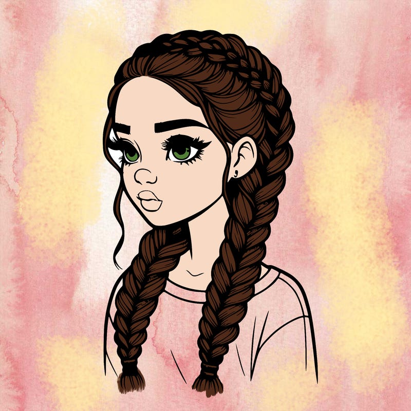 realistic girl with braids