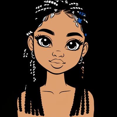 a realistic black girl with braids