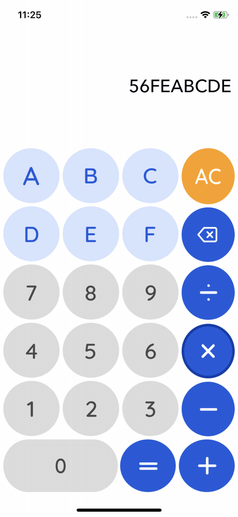 Hexadecimal Calc - Hexadecimal calculator keypad featuring hex letters and digits