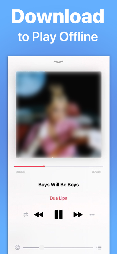 Melodista music player interface showing offline playback controls and song info on iPhone