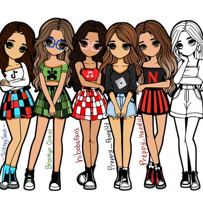 a group of girls realistic