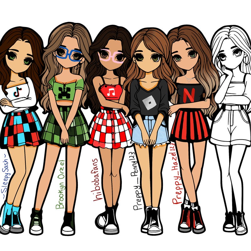 a group of girls realistic