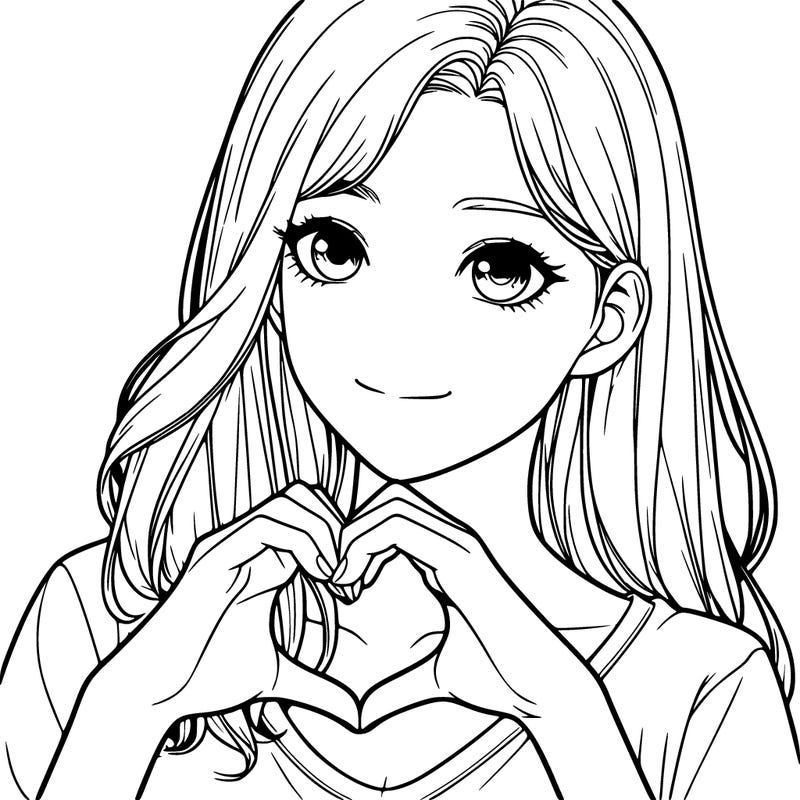 a realistic girl making a heart by her hand