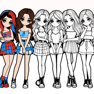 a group of girls realistic