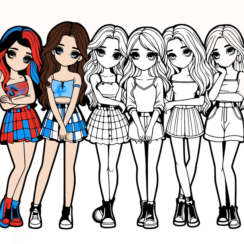 a group of girls realistic