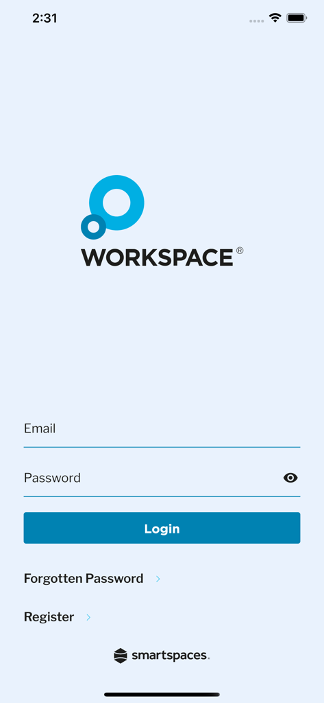 MyWorkspace - MyWorkspace mobile app login screen