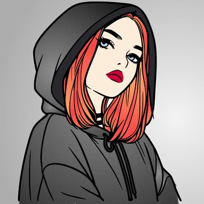 a realistic girl in a hoodie