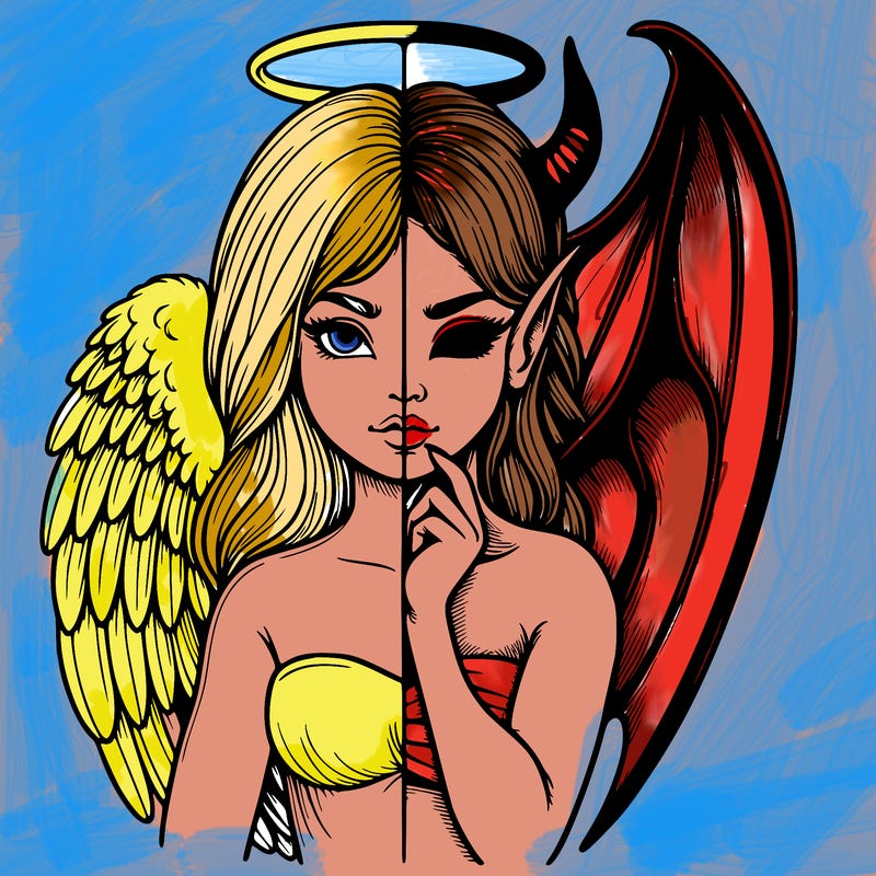 realistic angel half demon