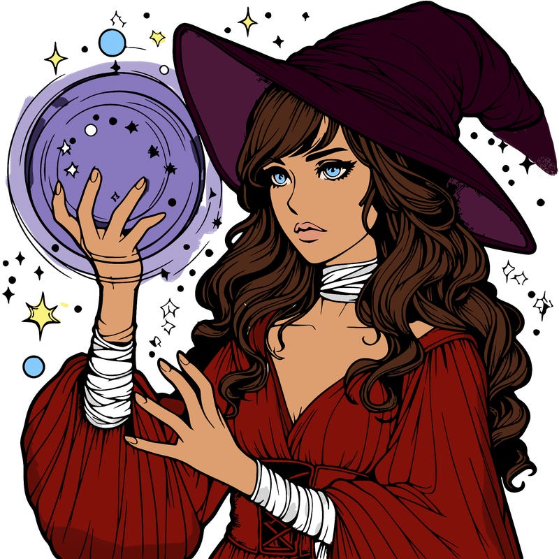 realistic women sorcerer using magic