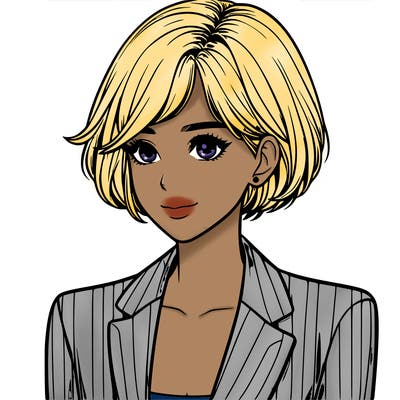 one beautiful girl realistic wearing suit with short hair