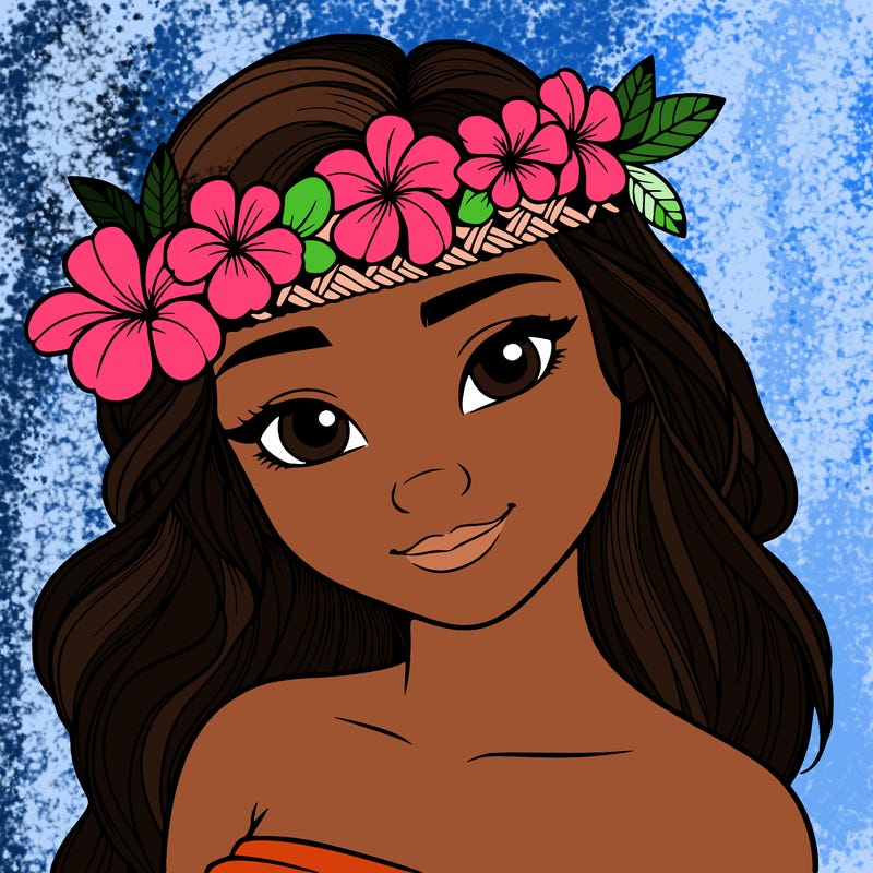 a realistic hawaiian girl with a head band of flowers on her head