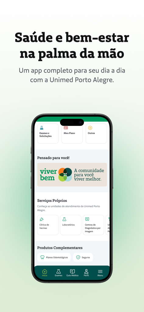 Unimed POA - Unimed Porto Alegre healthcare app home screen on a mobile device