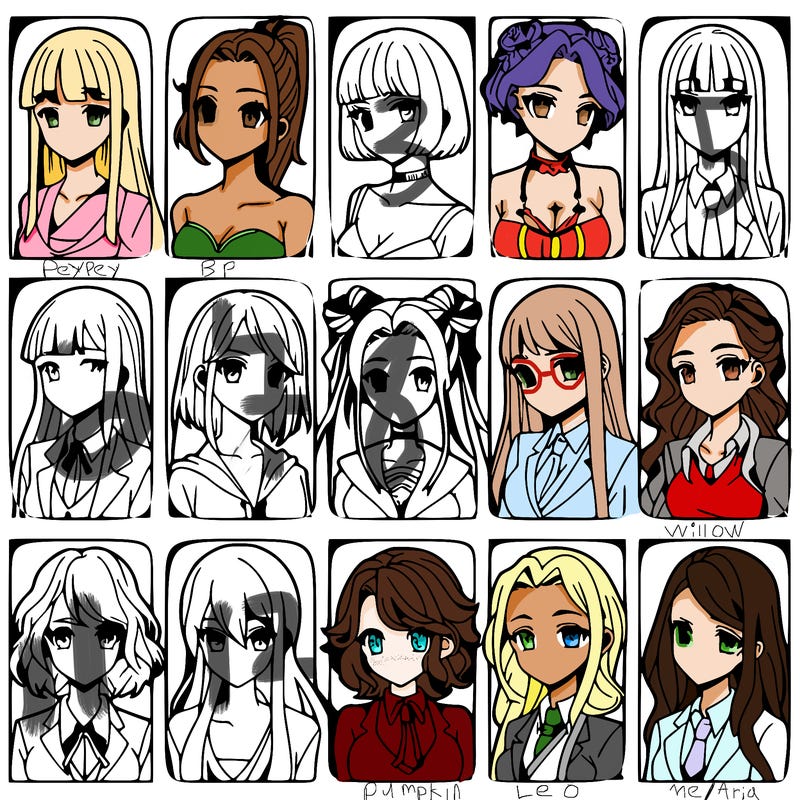 girls that look diffrent anime