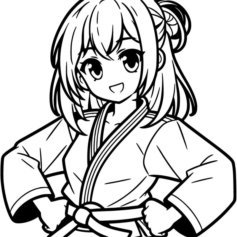 anime girl in jiu-jitsu gi