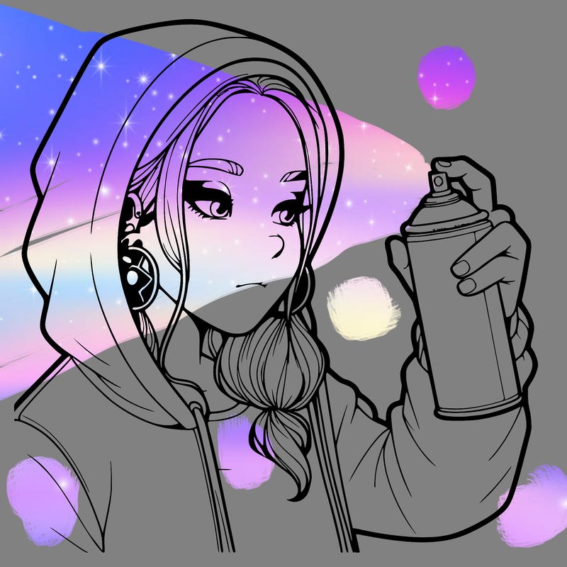 a realistic girl, spray painting