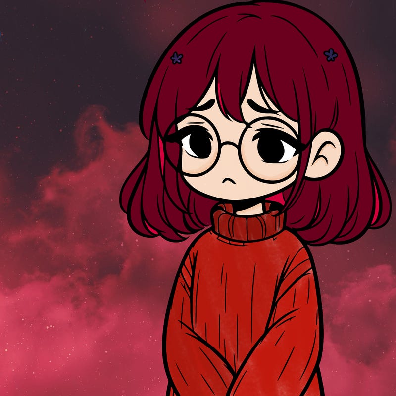 sad girl with glasses in a sweater