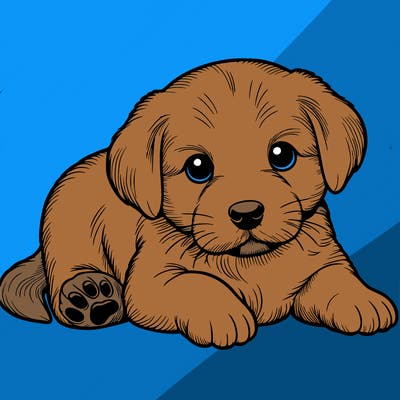 a cute realistic puppy