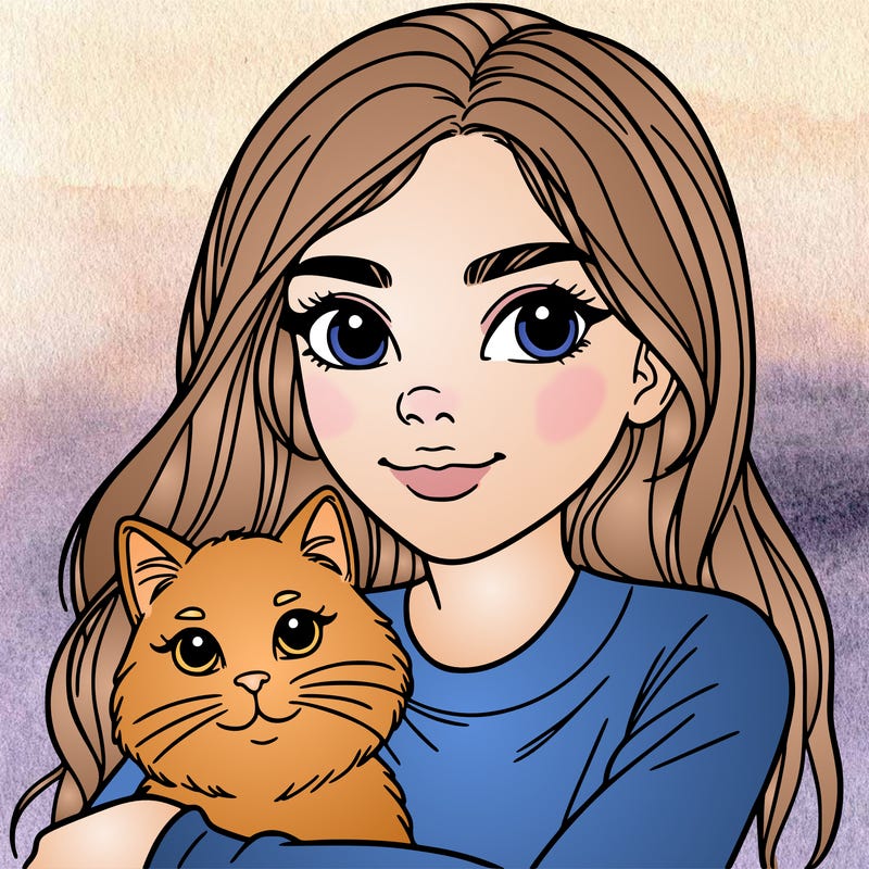 young woman with cat