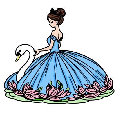 woman in gown with swan