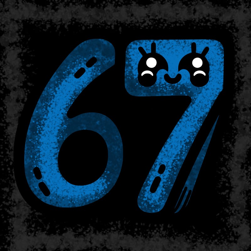 the numbers 67