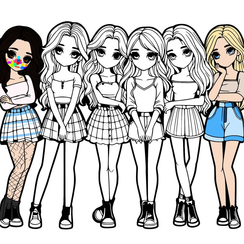 a group of girls realistic