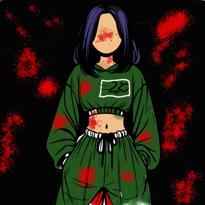 realistic girl faceless with baggy pants and a crop top