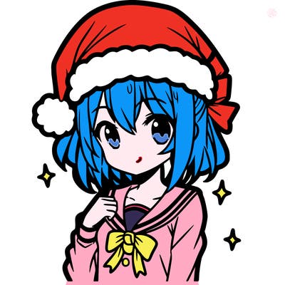anime girl wearing a santa hat