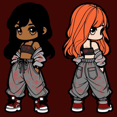 girl in crop top and baggy pants