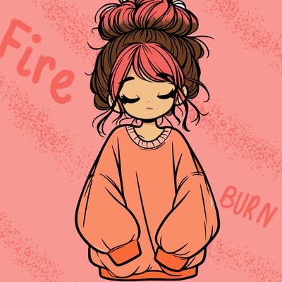 girl with baggy sweatshirt and messy bun