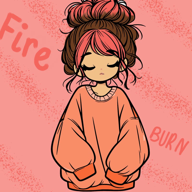 girl with baggy sweatshirt and messy bun