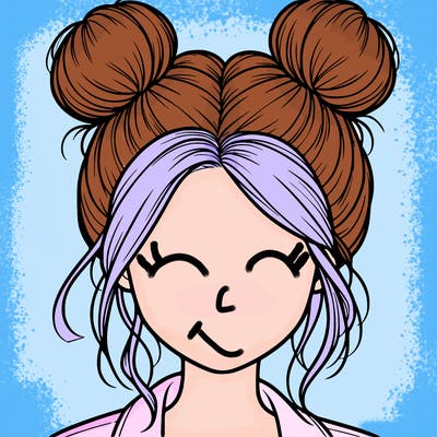 realistic girl with buns on the top of her hair