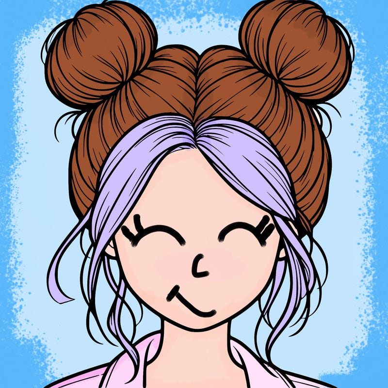 realistic girl with buns on the top of her hair