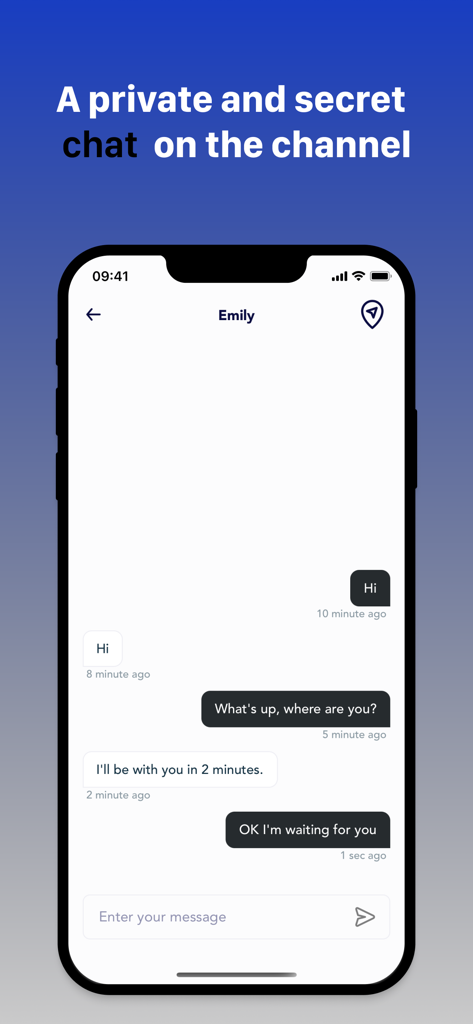 Location Finder - LocateX - Private and secure chat interface in the LocateX location tracking app