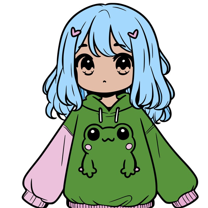 girl wearing frogging sweatshirt