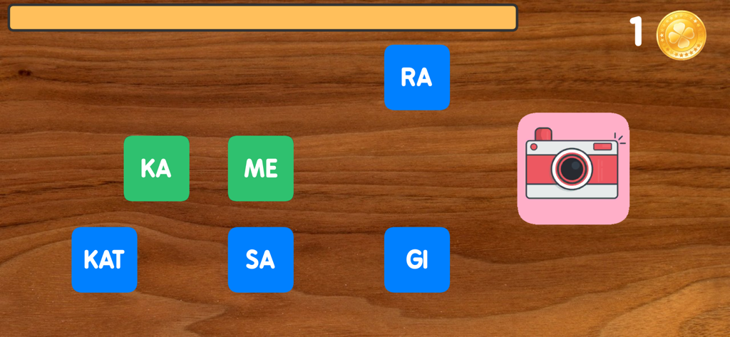 Schreiben mit Silben Pro - Interface de jogo educacional mostrando sílabas alemãs formando a palavra câmera
