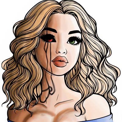 realistic girl with wavy hair and lips