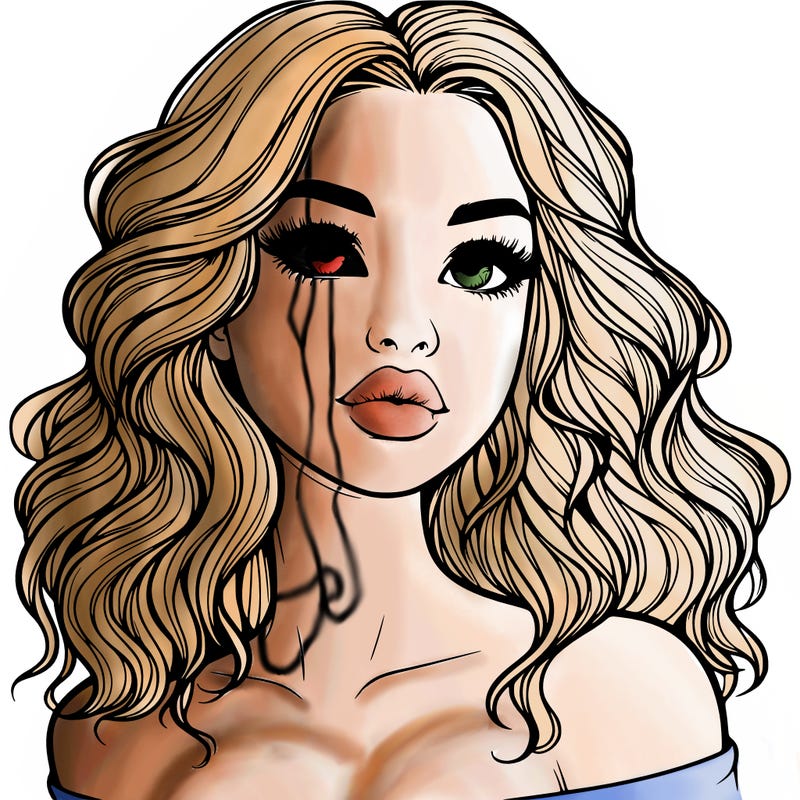 realistic girl with wavy hair and lips