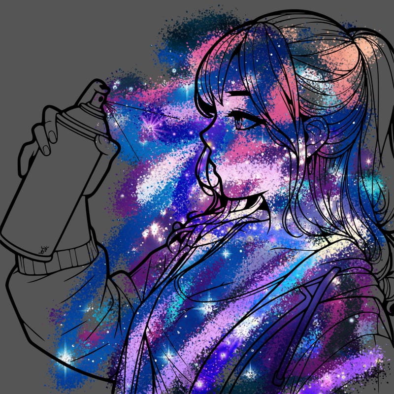 a realistic girl spray, painting