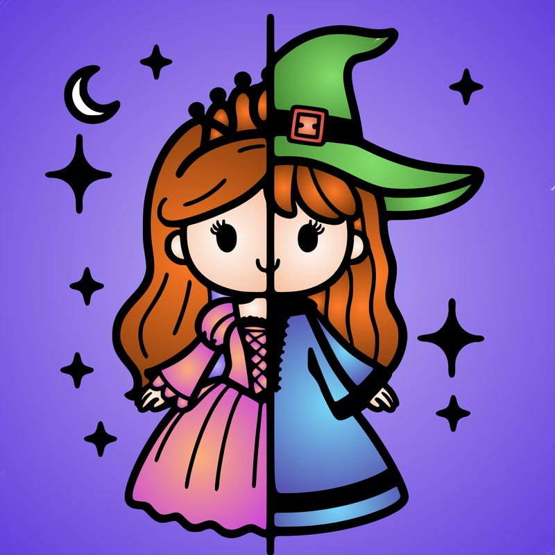 split princess and witch