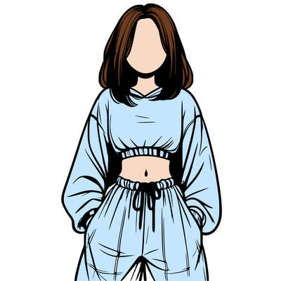 realistic girl faceless with baggy pants and a crop top