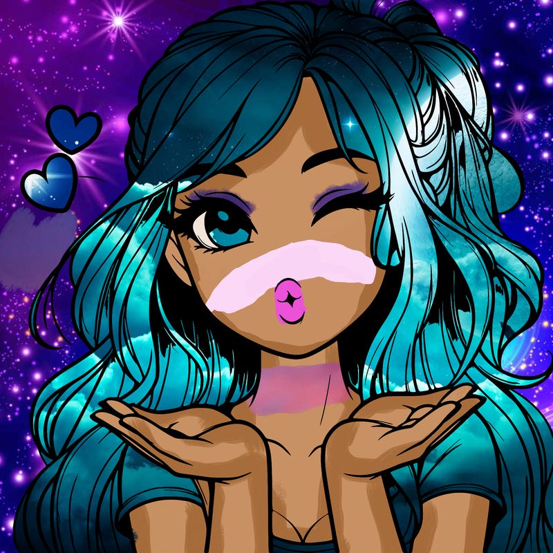 realistic girl winking and blowing a kiss while making heart hands