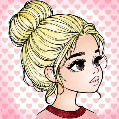 realistic girl with bun